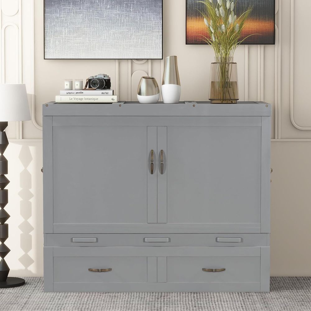 Office Storage Cabinet - Cama Murphy de Tamaño Completo, Cama
