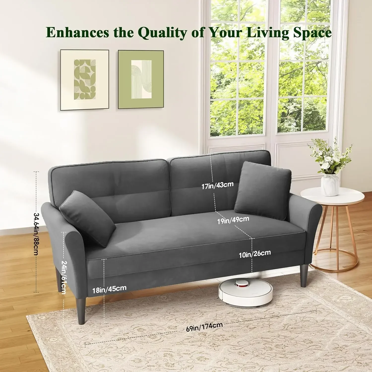 Sofá Loveseat de 69 Pulgadas,  - Office Furniture For Small Spaces reseña y precio