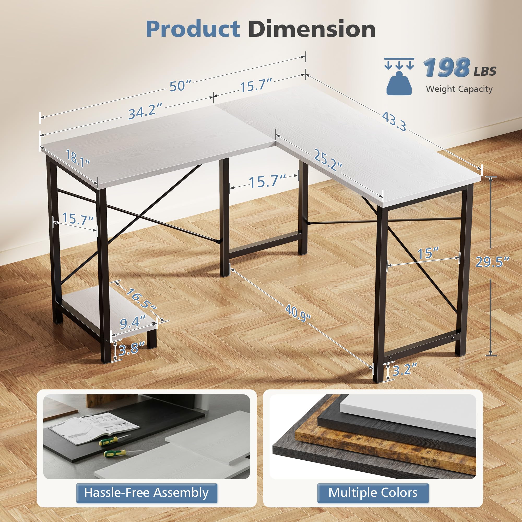 Escritorio en Forma de L JHK d - Office Furniture For Small Spaces reseña y precio