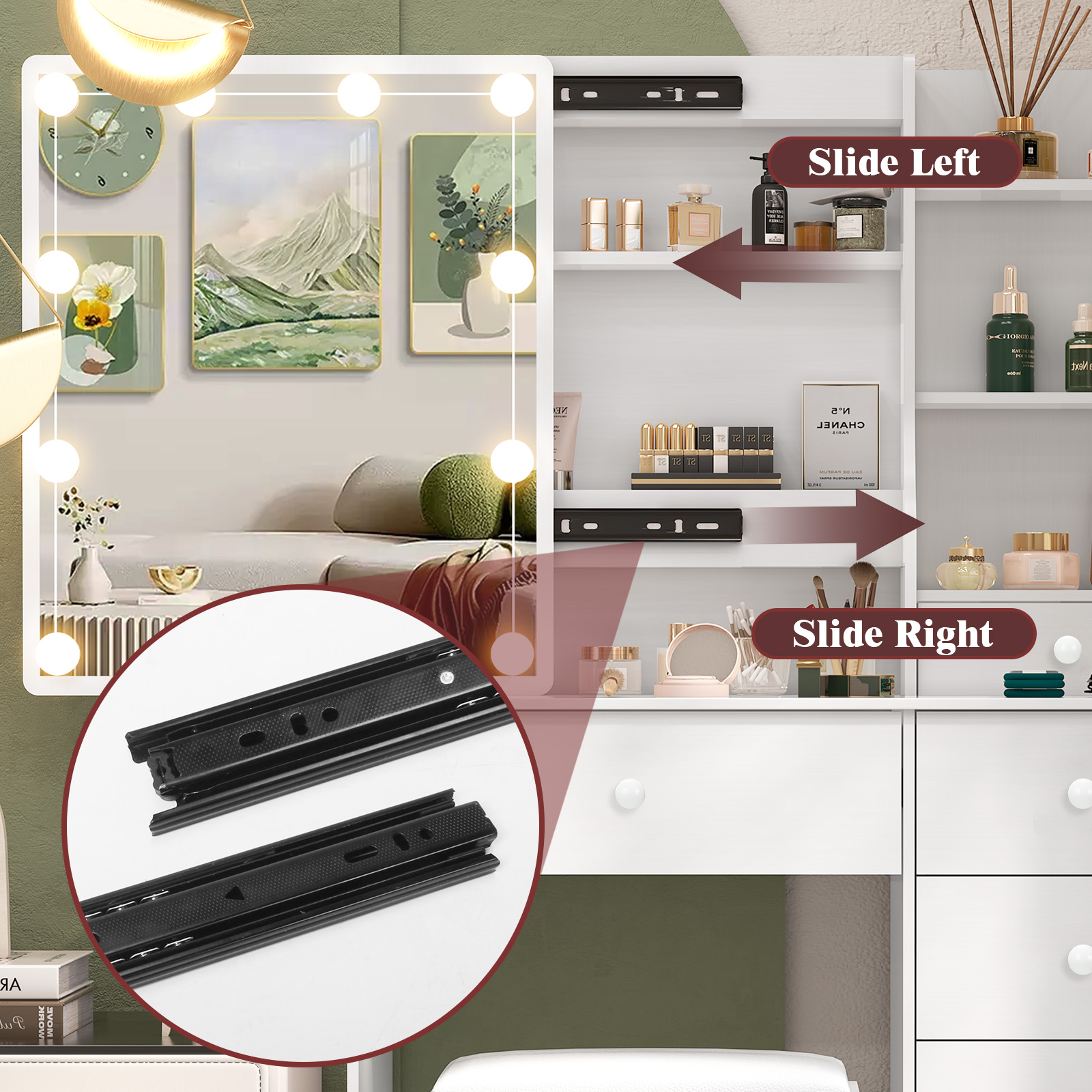 Moderno Set de Tocador Blanco  - Office X Furniture reseña y precio