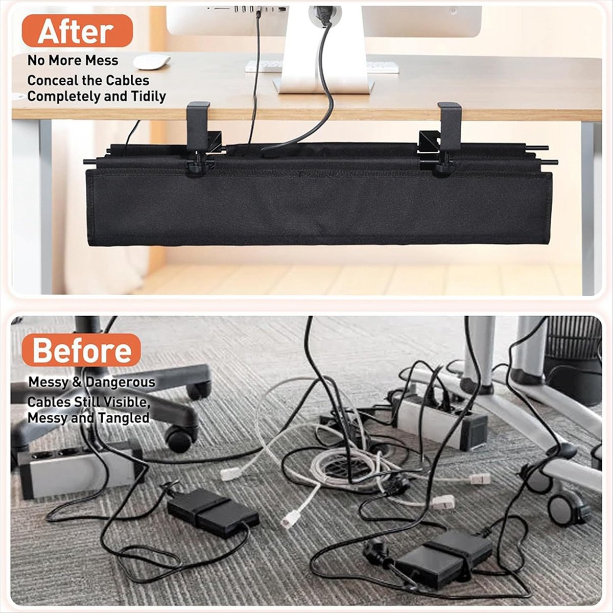 Bandeja de gestión de cables d - Cable Tray Under Desk reseña y precio